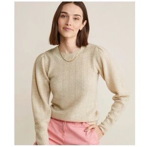 NEW Vineyard Vines Seaspun Cashmere Pointelle Crewneck Sweater Puff Sleeve